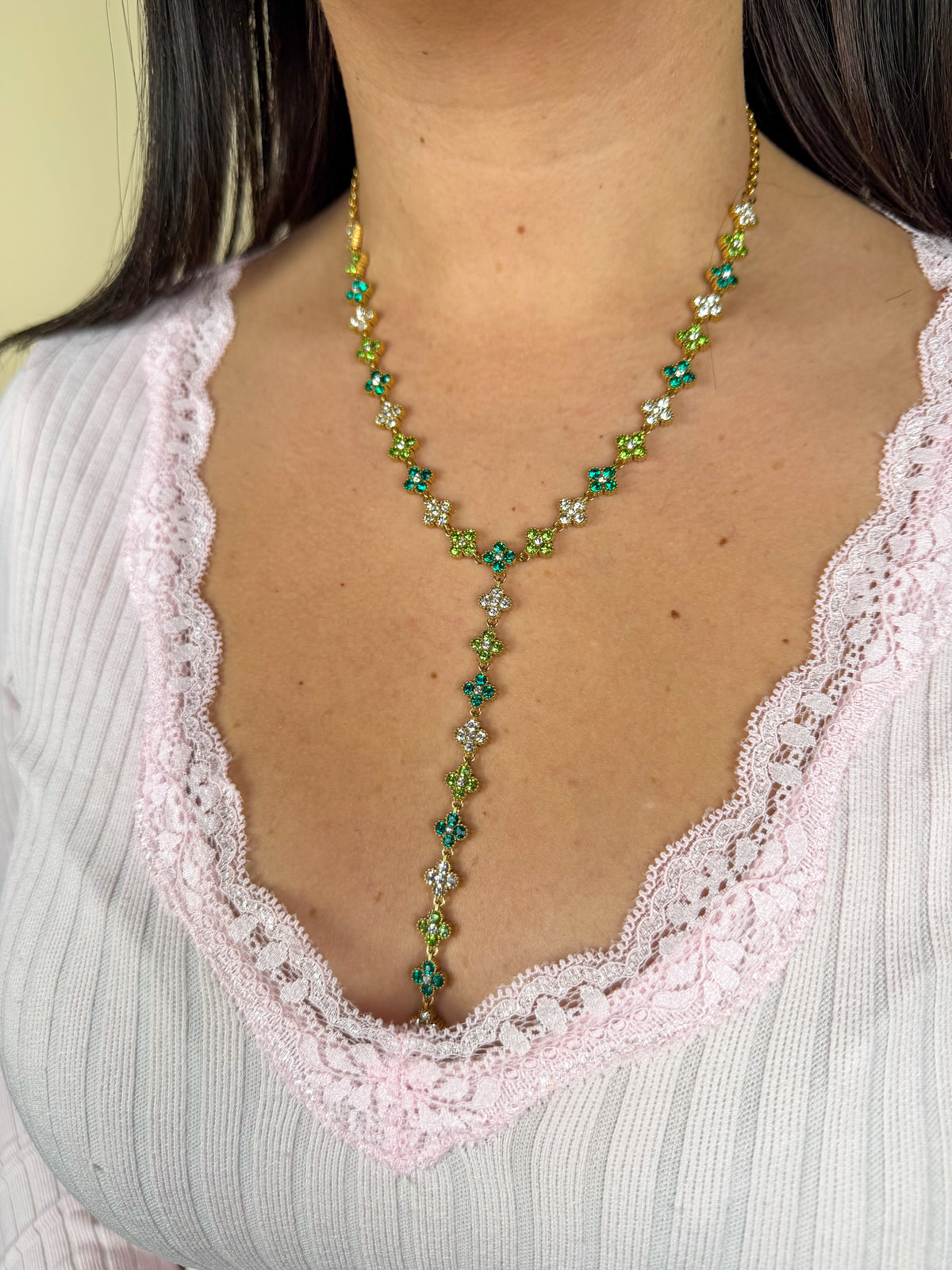 Collier Y Ambre vert