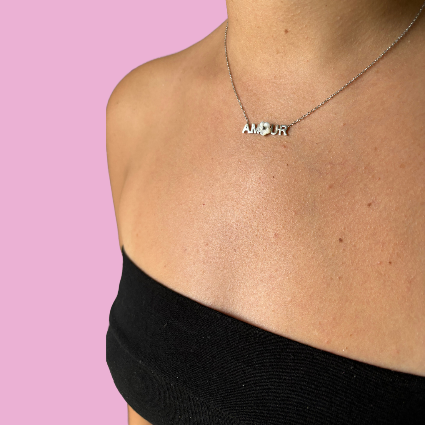 Collier Amour fleur argent
