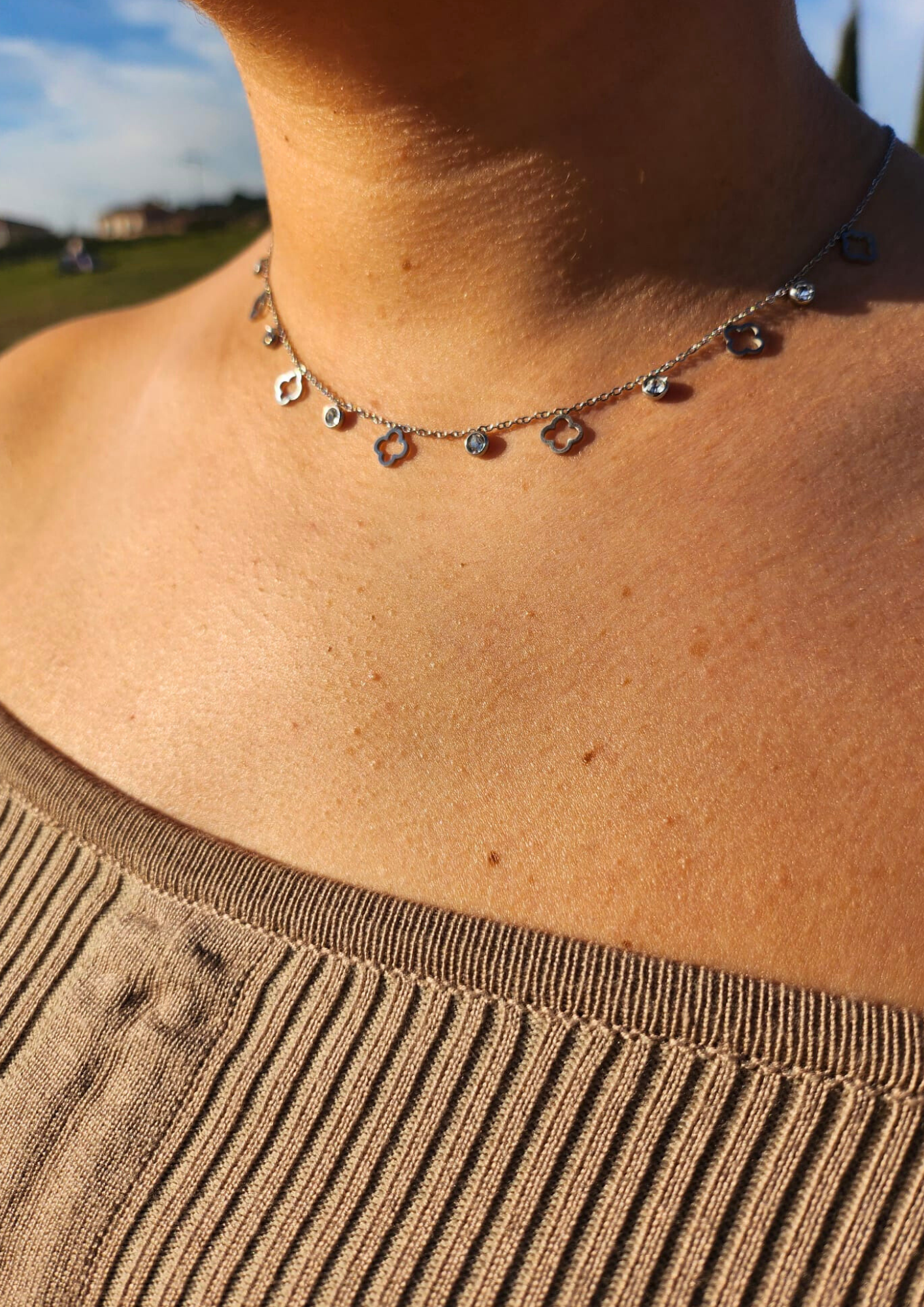 Collier Rosa argent