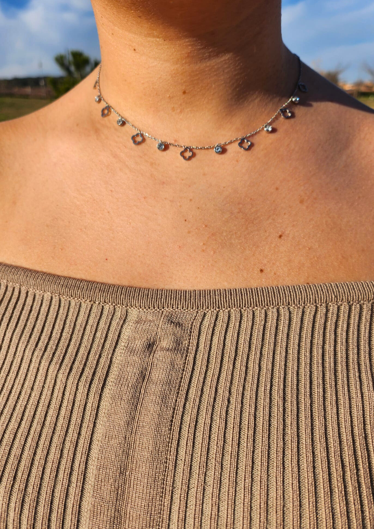Collier Rosa argent