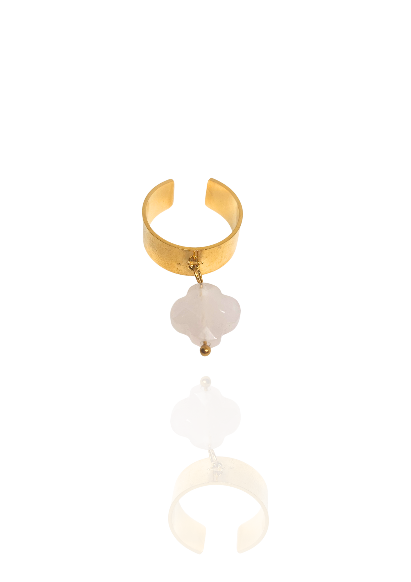 Bague trèfle pierre de jade