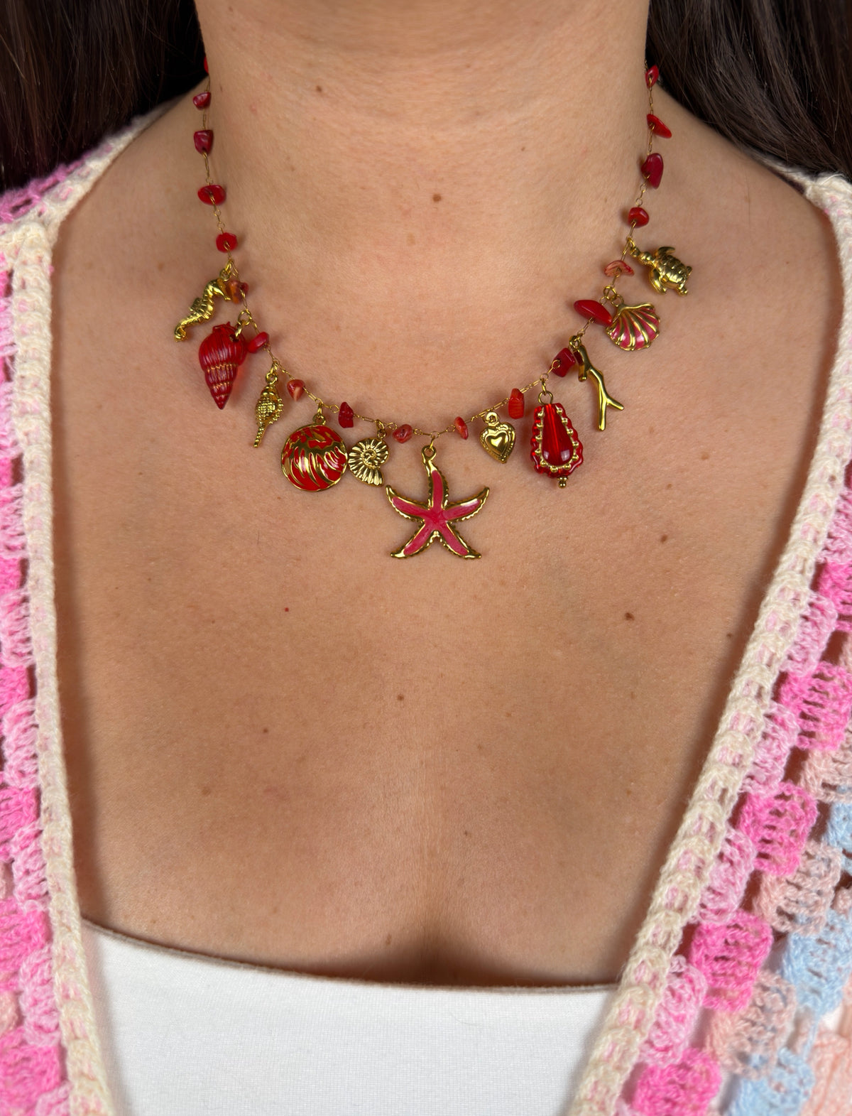 Collier Sea Gold Red