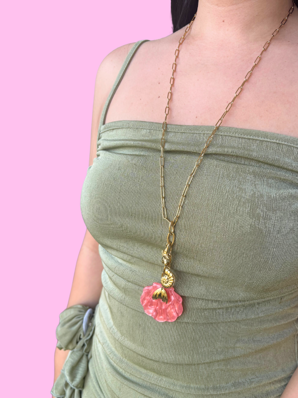 Sautoir Aloha corail