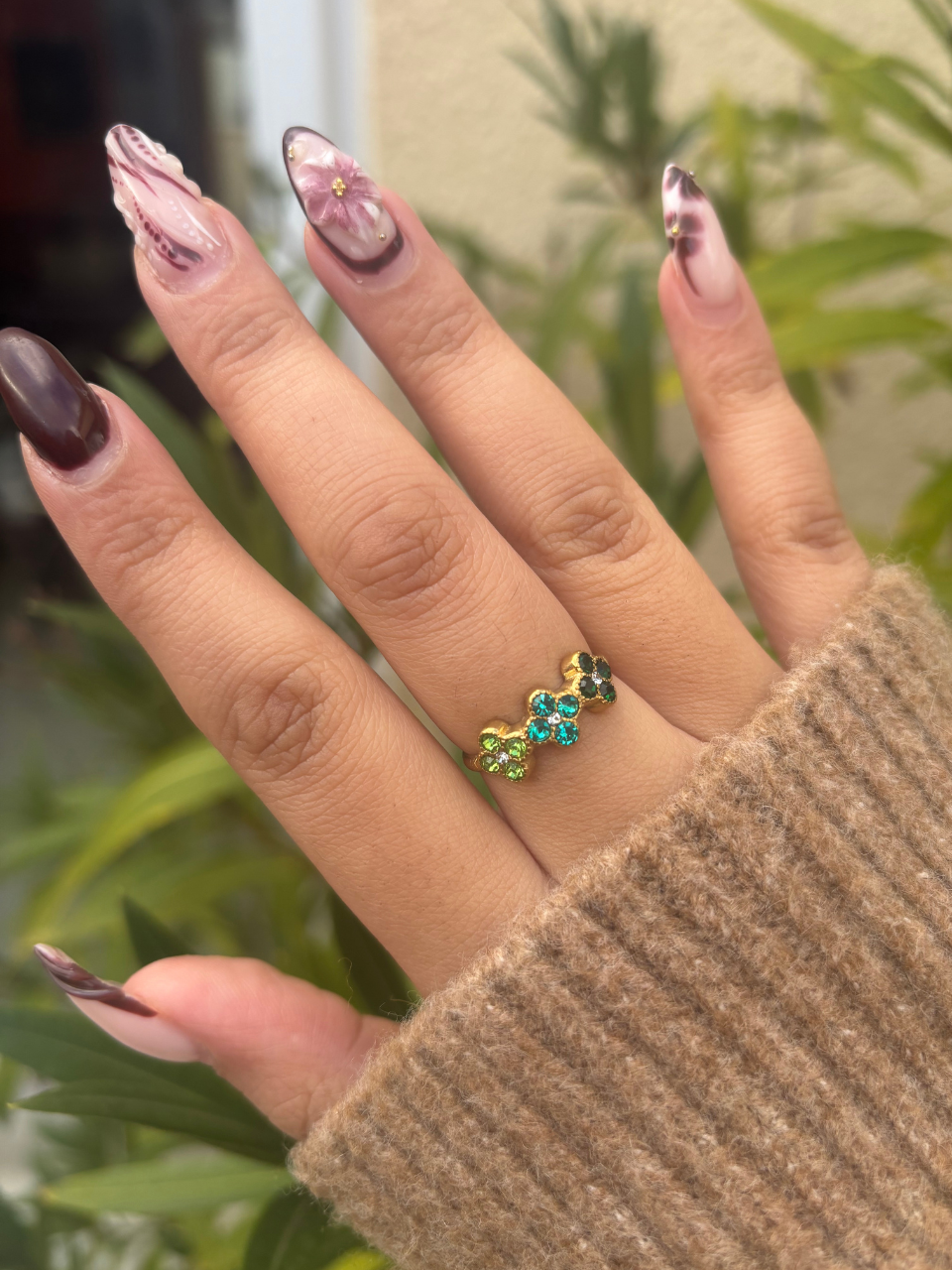 Bague Ambre verte