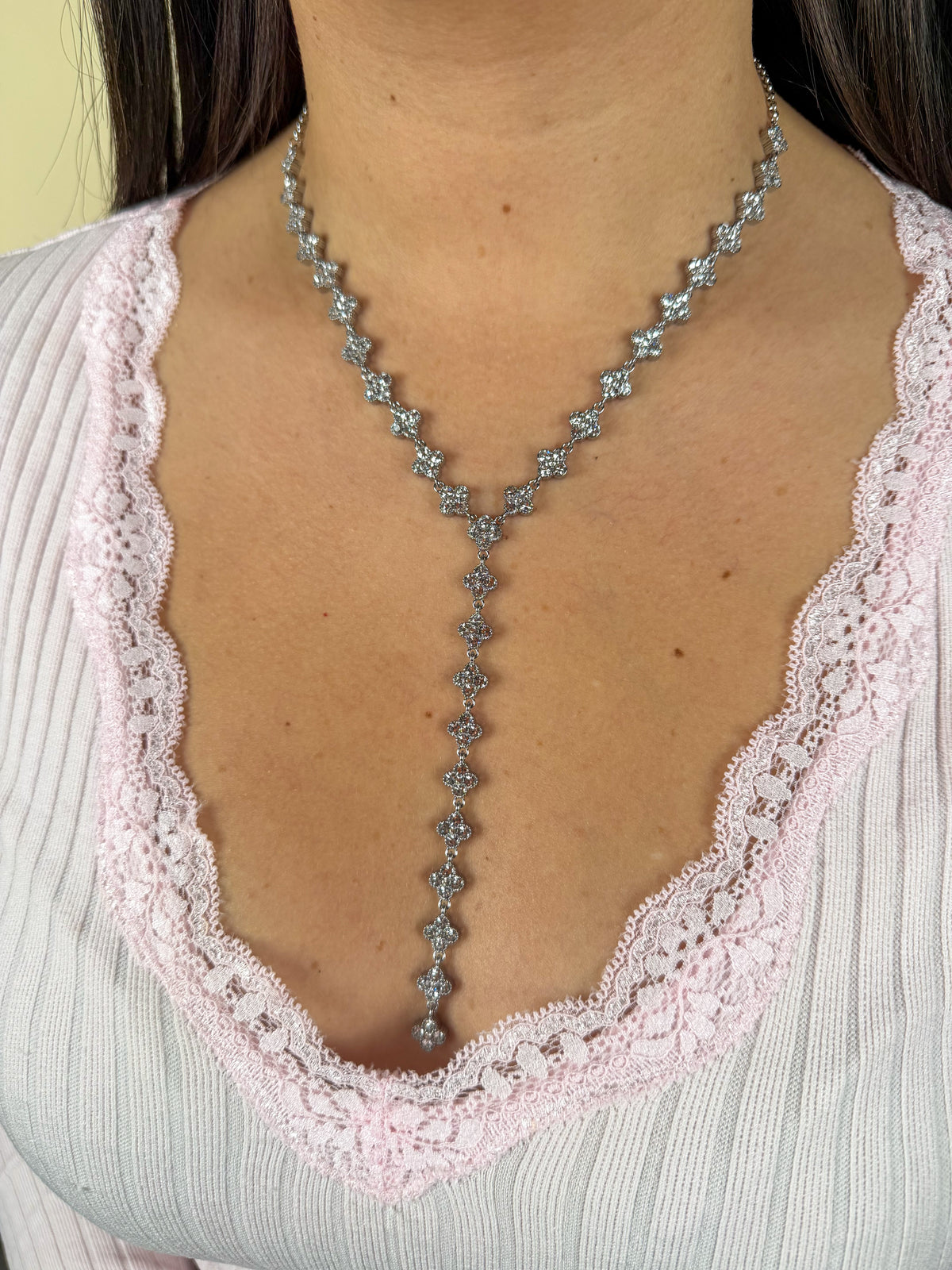 Collier Y Ambre argent