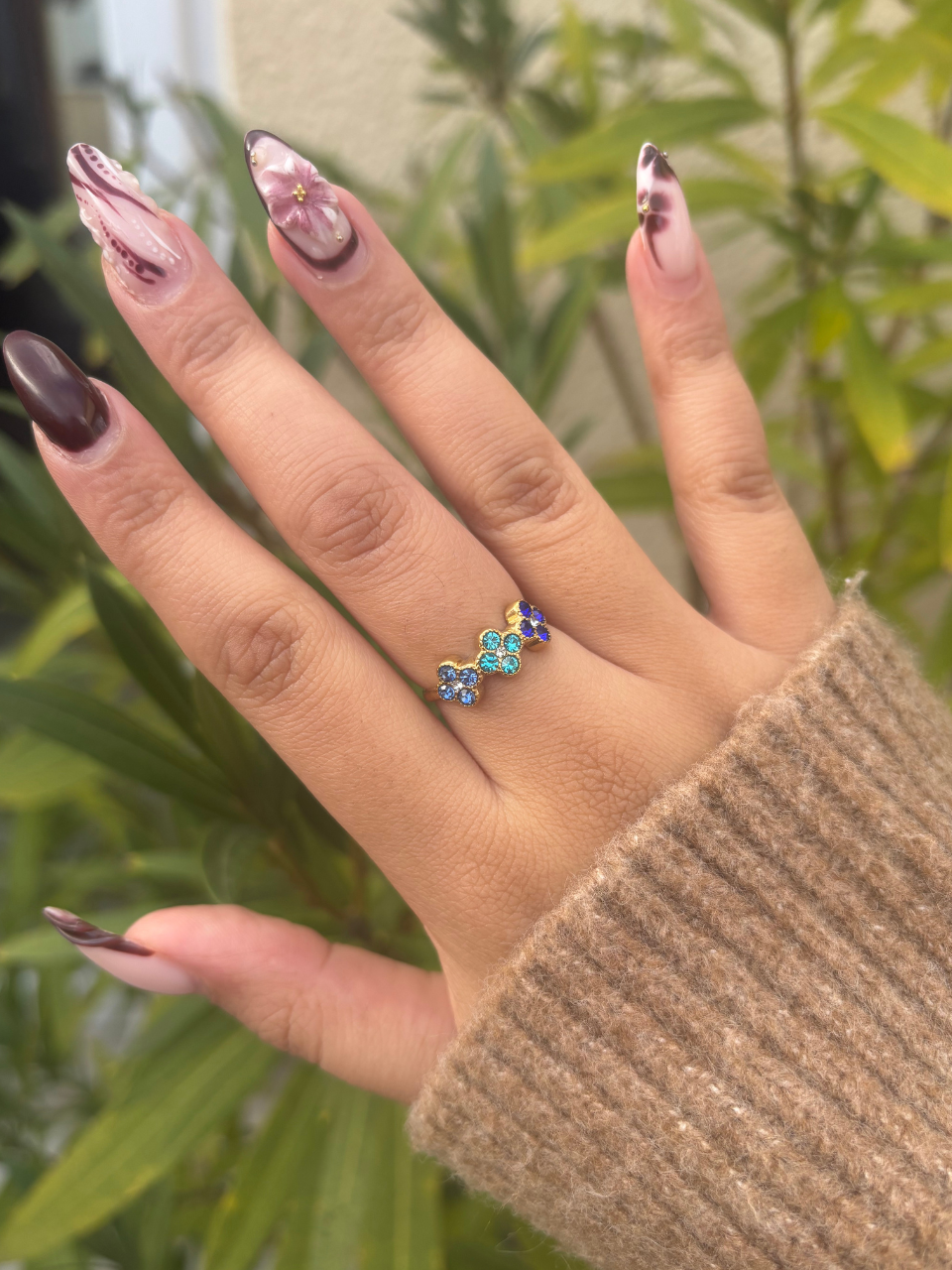 Bague Ambre bleue