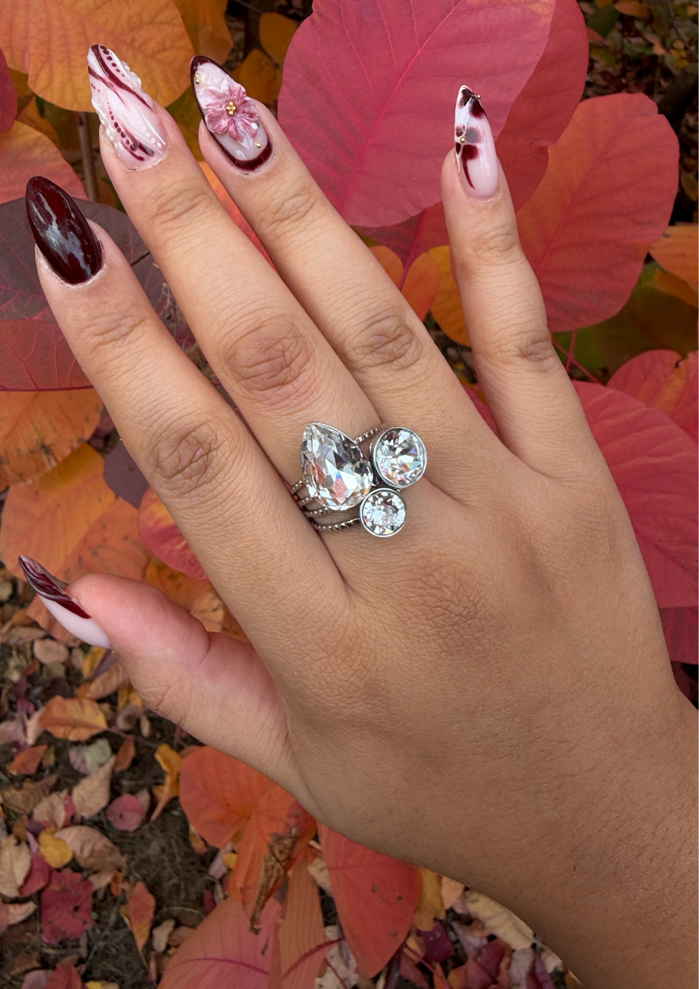 Bague Iris argent blanche