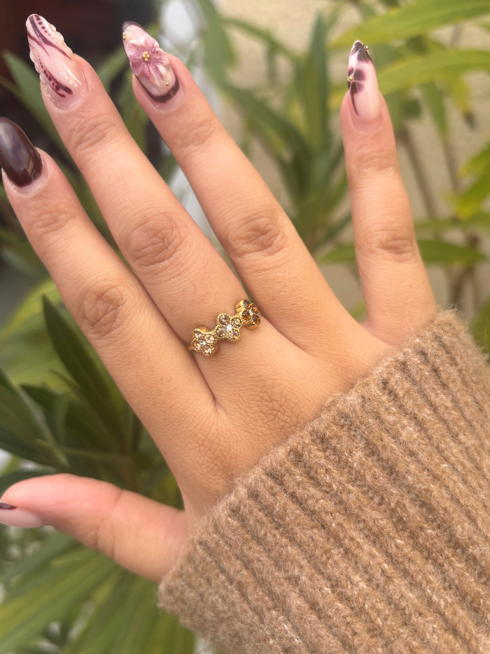 Bague ambre marron