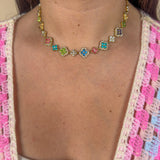 Collier Opéra multicolore or
