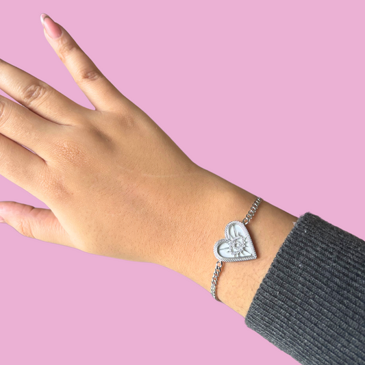 Bracelet Nicole blanc argent
