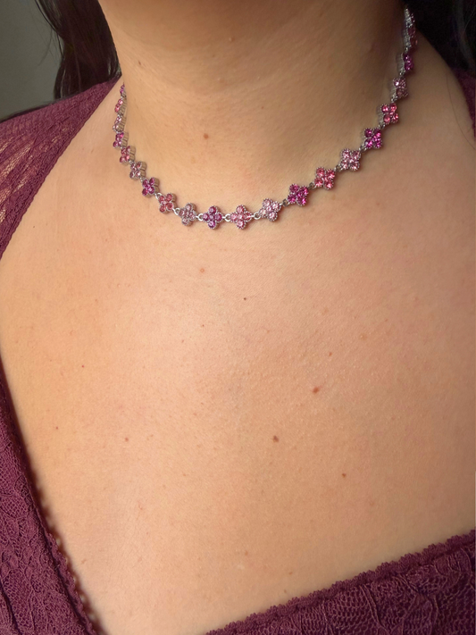 Collier Ambre rose argent