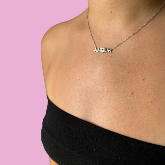 Collier Amour fleur argent