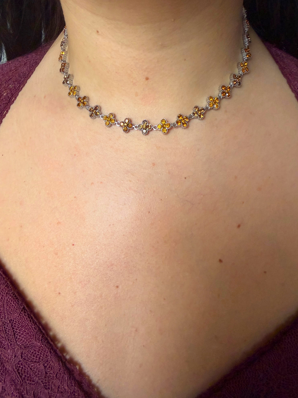 Collier Ambre argent marron