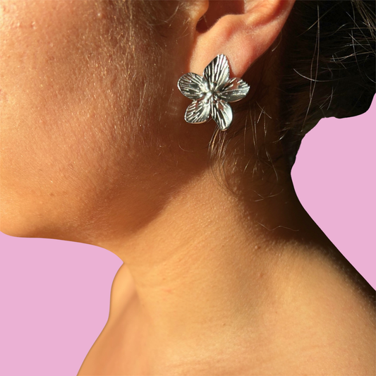 Boucles Fleur mini argent