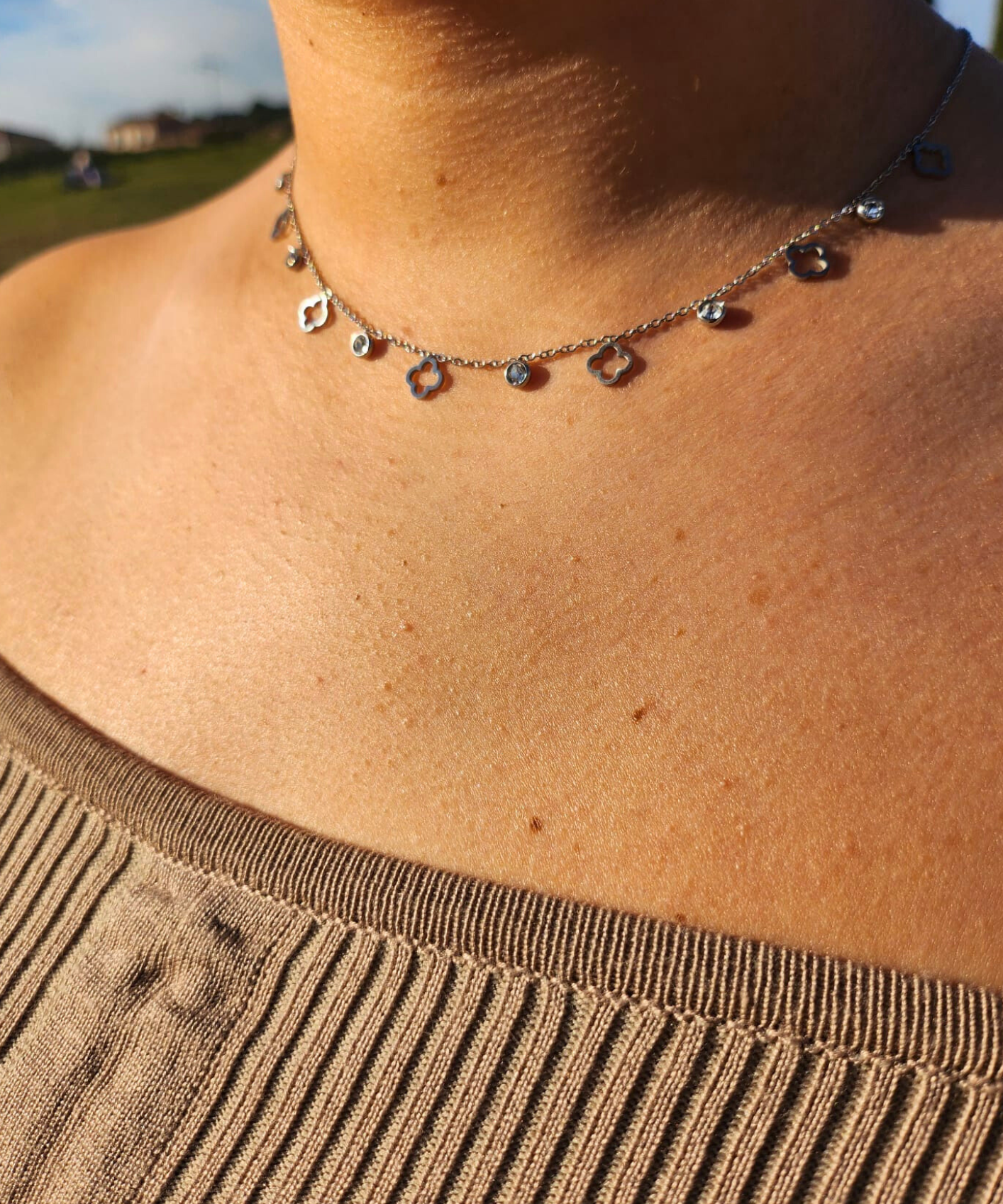 Collier Rosa argent