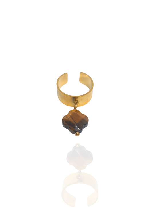 Bague trèfle œil de tigre