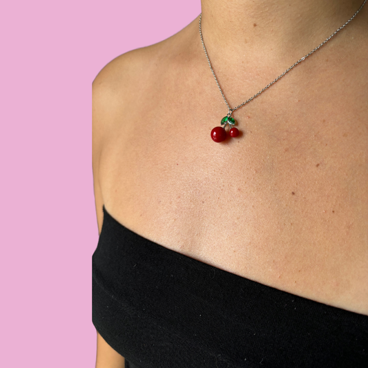 Collier cerise argent