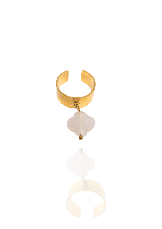 Bague trèfle pierre de jade