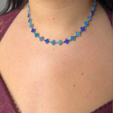 Collier Ambre argent bleu