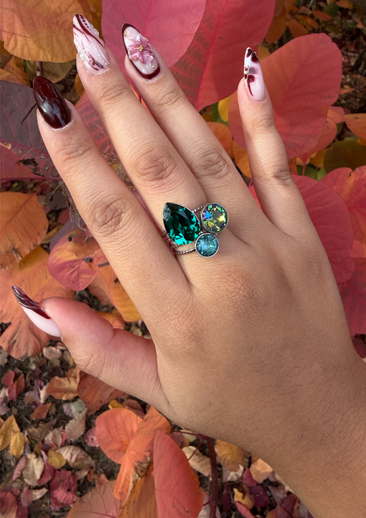 Bague Iris argent émeraude