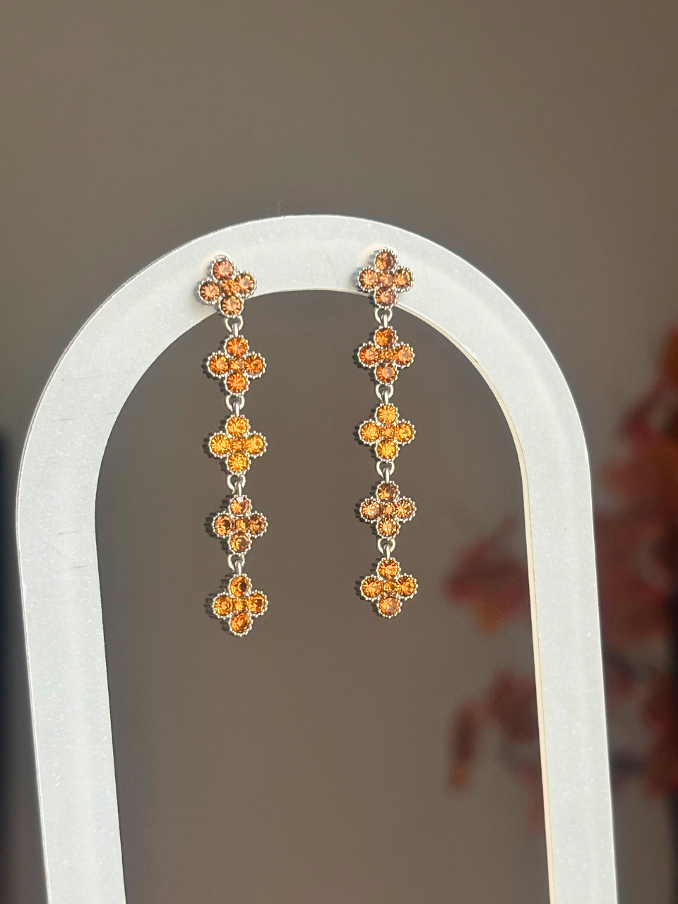 Boucles Ambre argent marron