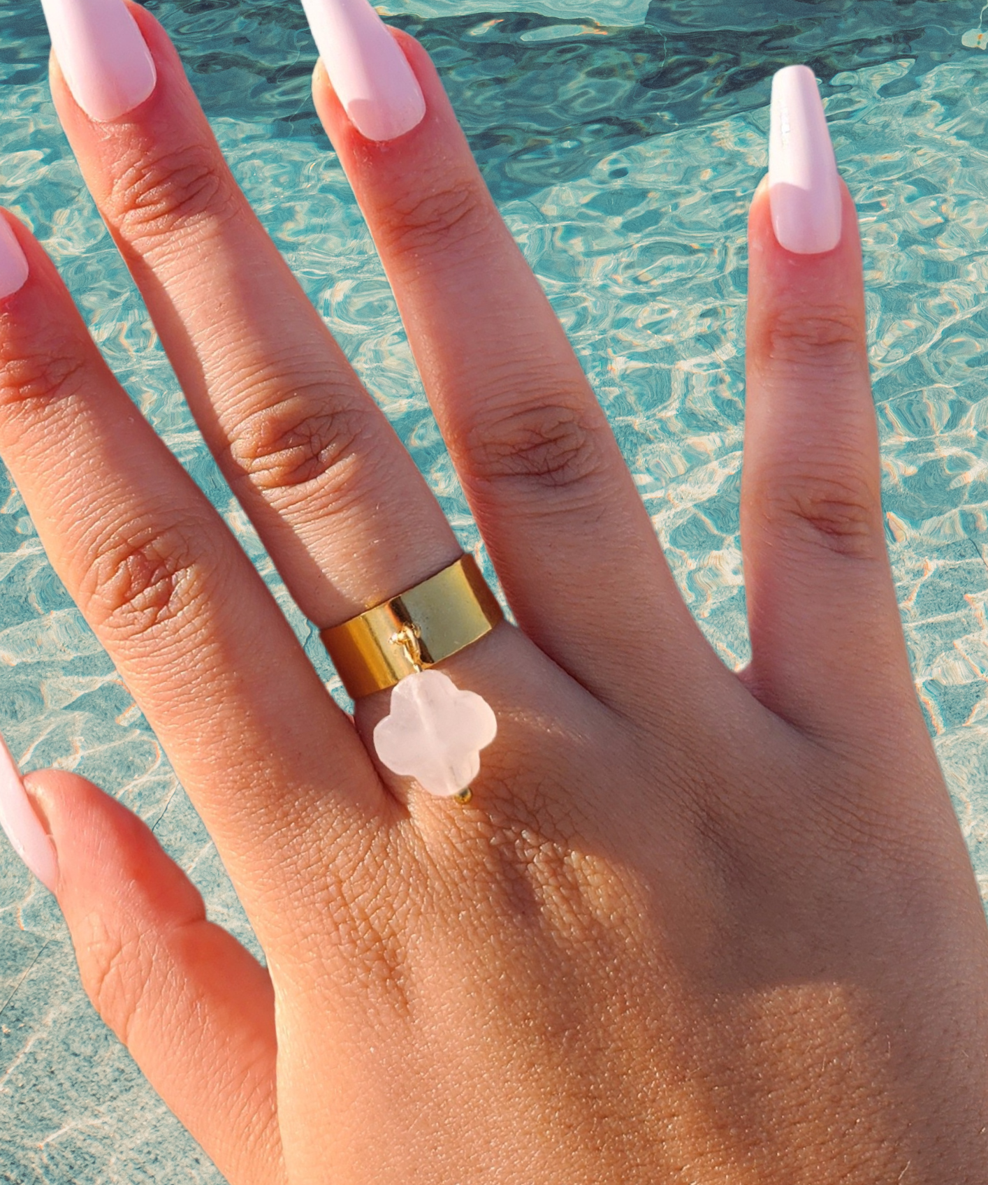 Bague trèfle pierre de jade