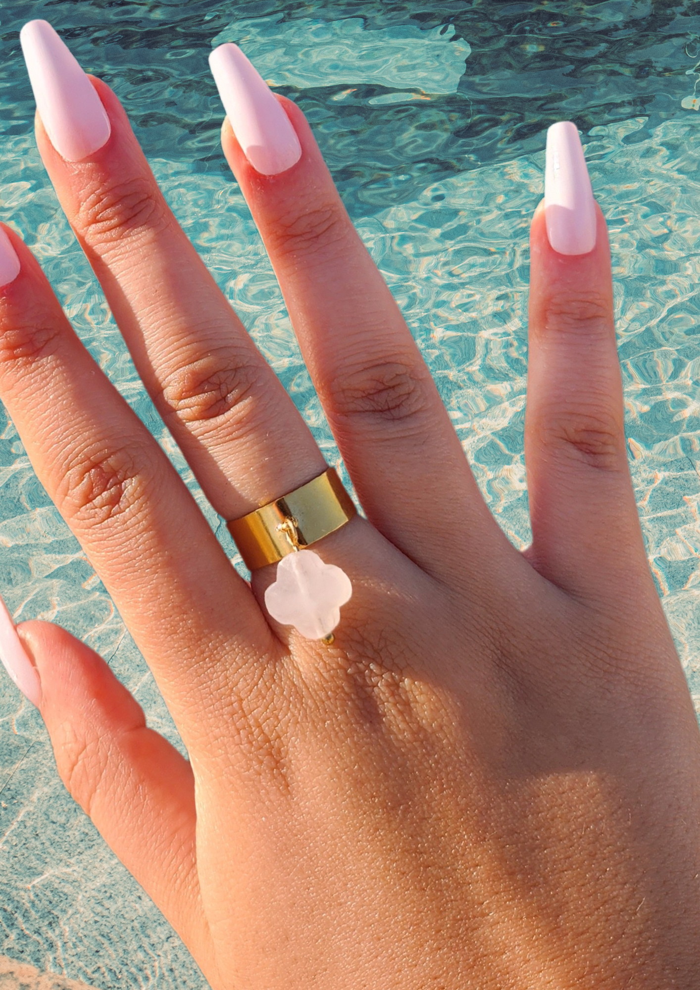 Bague trèfle pierre de jade