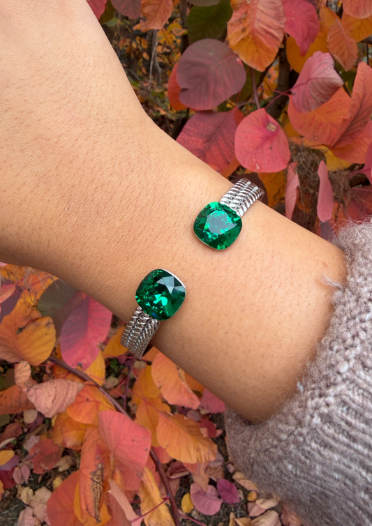 Jonc Iris argent émeraude