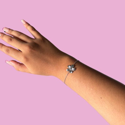 Bracelet fleur argent