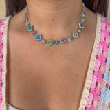 Collier Opéra multicolore argent
