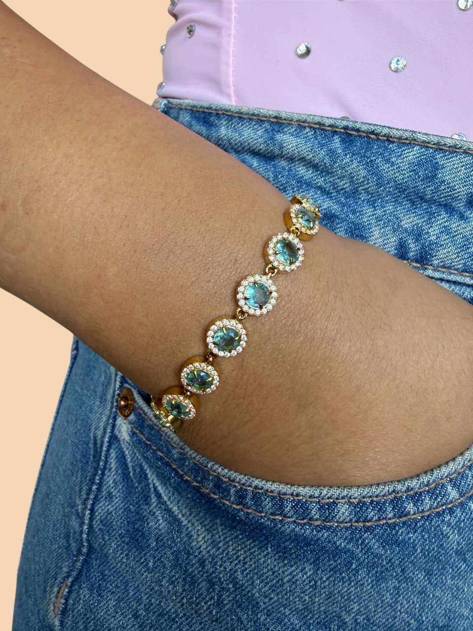 Bracelet Blue Pearl or