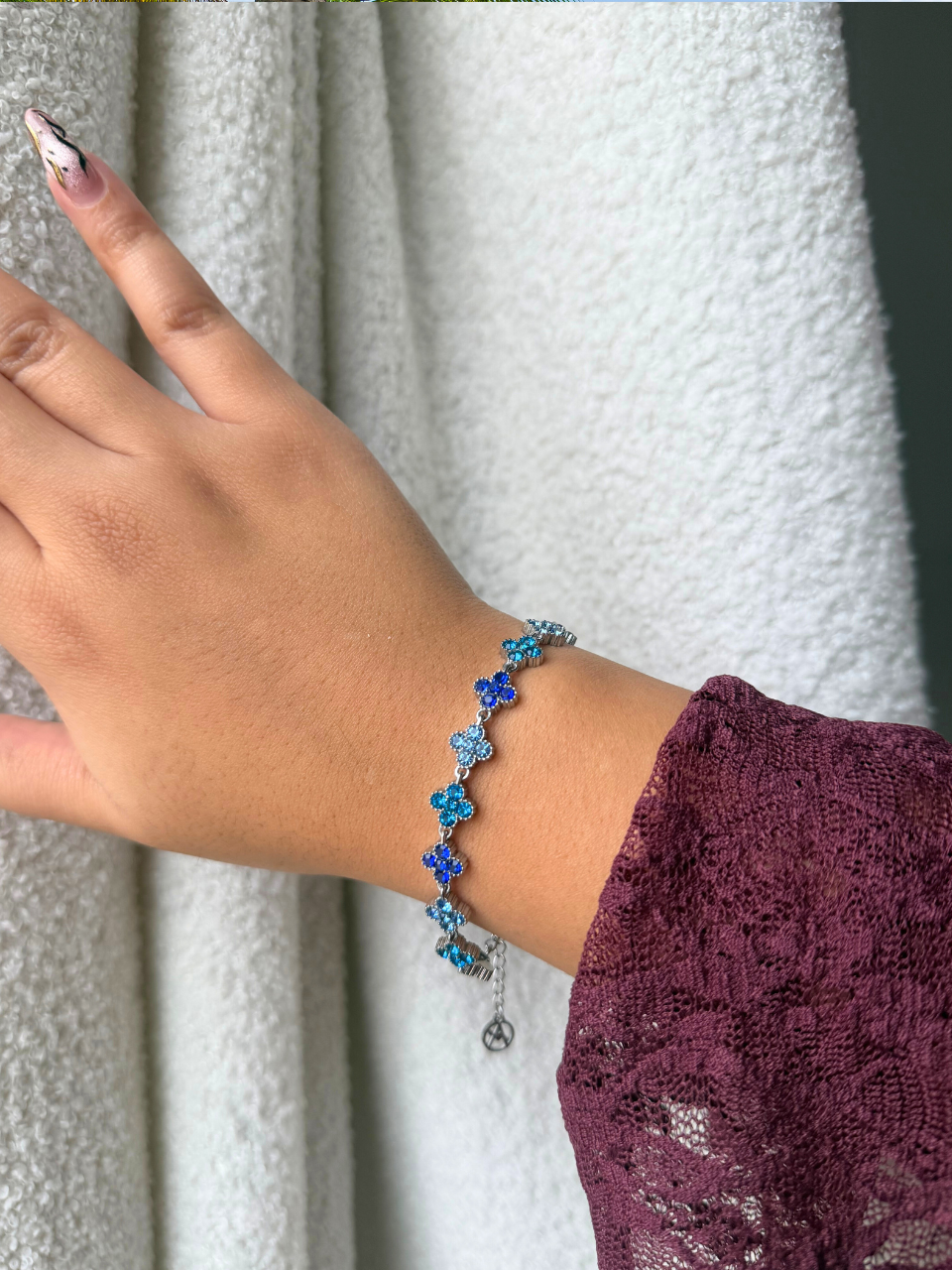 Bracelet Ambre argent bleu