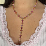 Collier Y Ambre rose violet