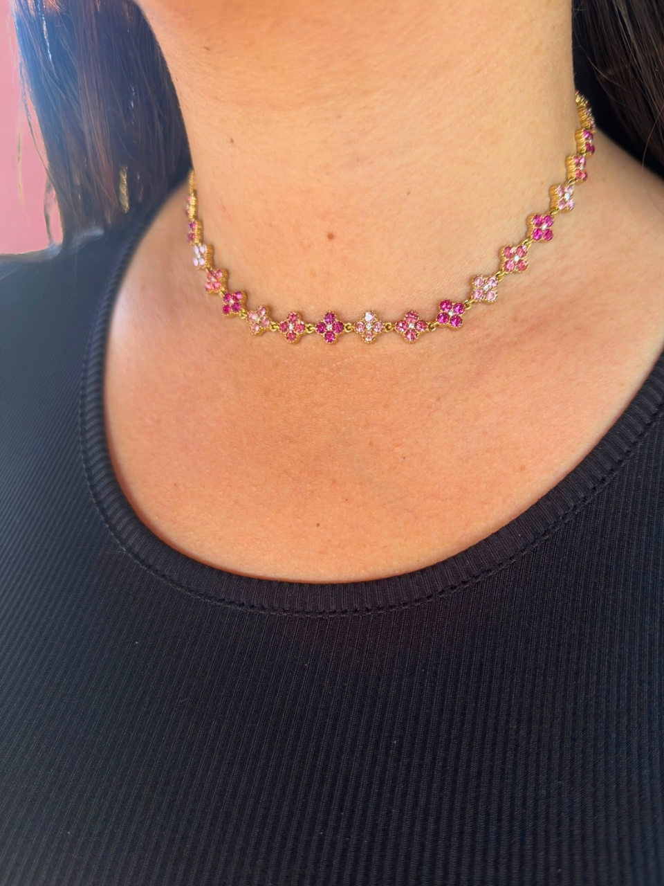 Collier Ambre rose