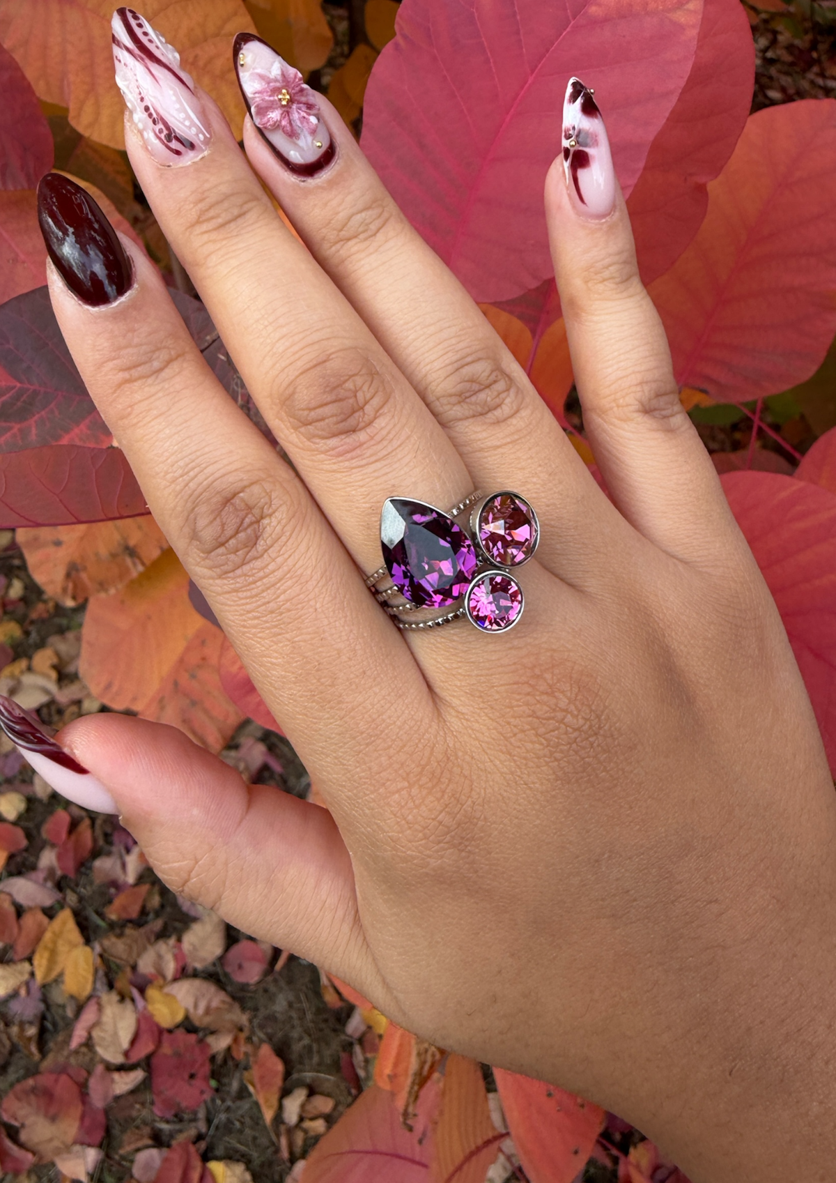 Bague Iris argent violet