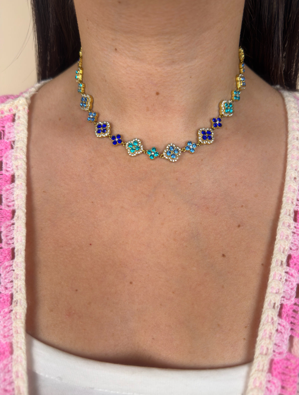 Collier Opéra bleu