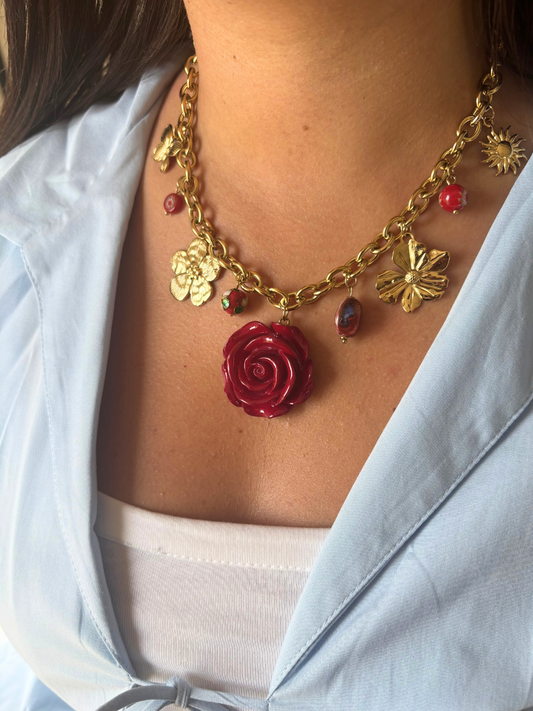 Collier Rose rouge