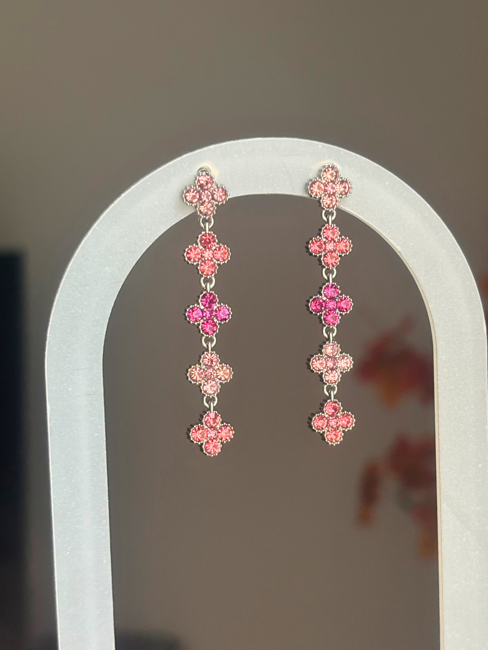 Boucles Ambre argent rose