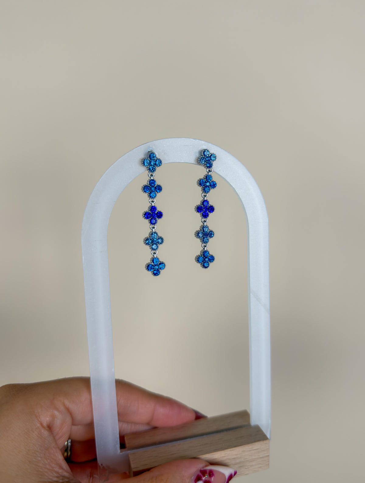 Boucles Ambre bleu argent