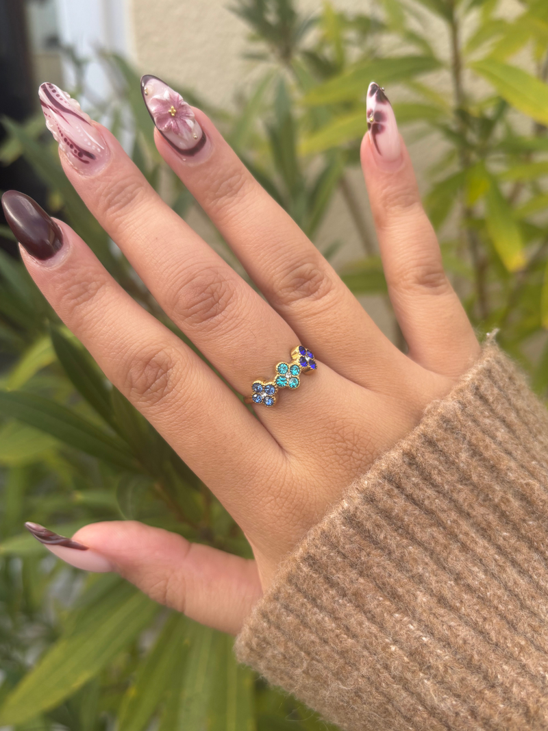 Bague Ambre bleue