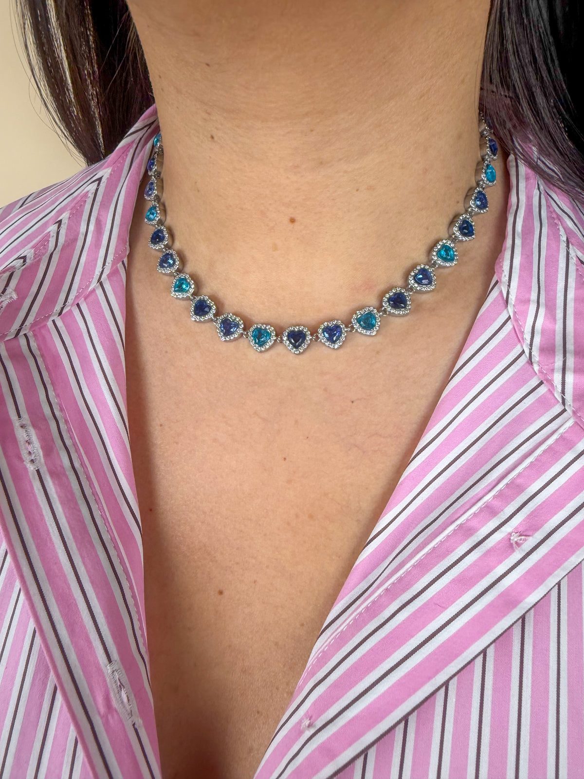Collier Baby bleu argent