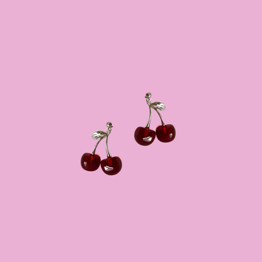 Boucles cerise mini argent