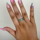Bague Ambre argent vert