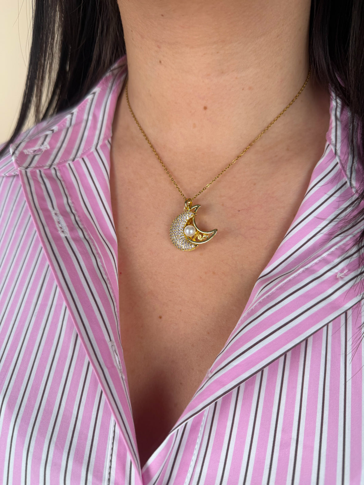 Collier Claire de lune or