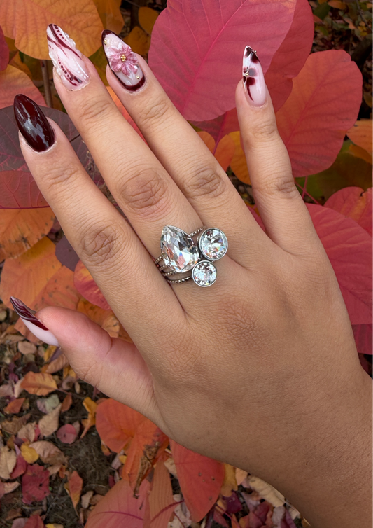 Bague Iris argent blanche