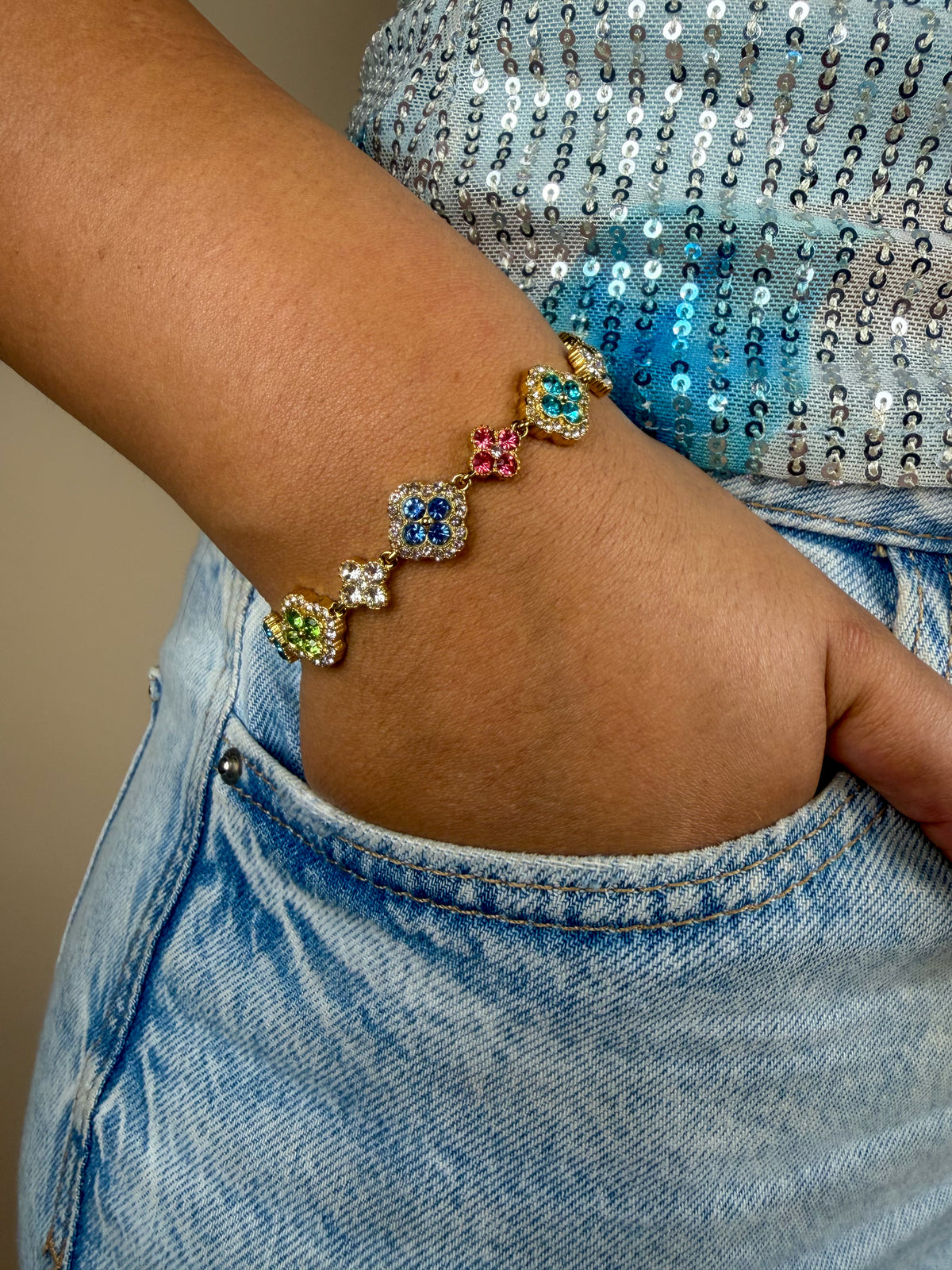 Bracelet Opéra multicolore or