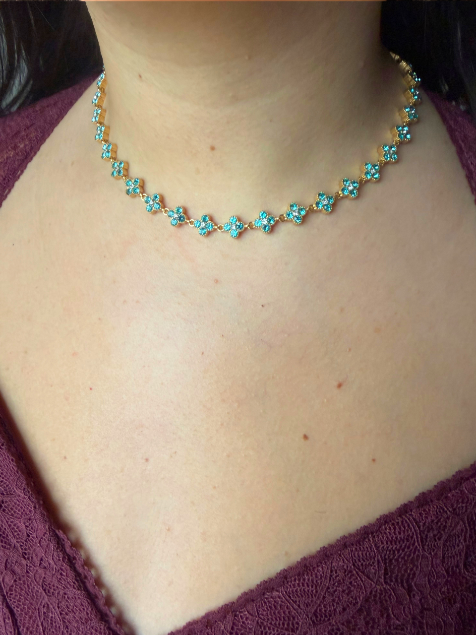 Collier Ambre bleu ciel