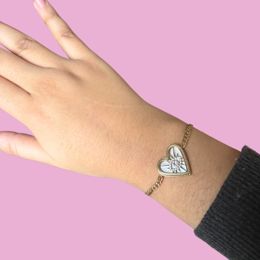 Bracelet Nicole blanc or