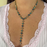 Collier Y Ambre bleu