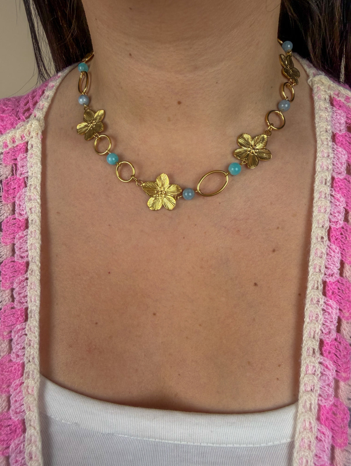 Collier Litchi bleu